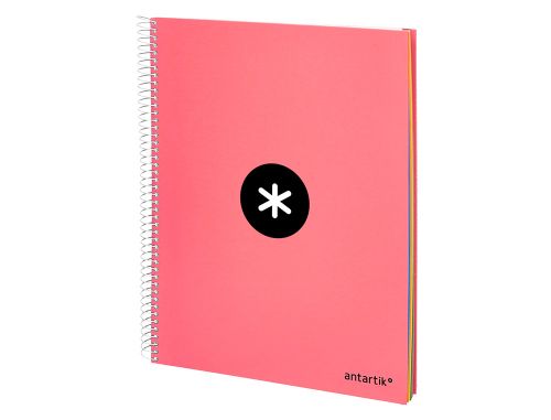 Caderno espiral din a4 antartik capa forrada 120 f 100 gr quadricula 5mm 5 bandas de cores cor coral ,  , 64650 , 8423473646506